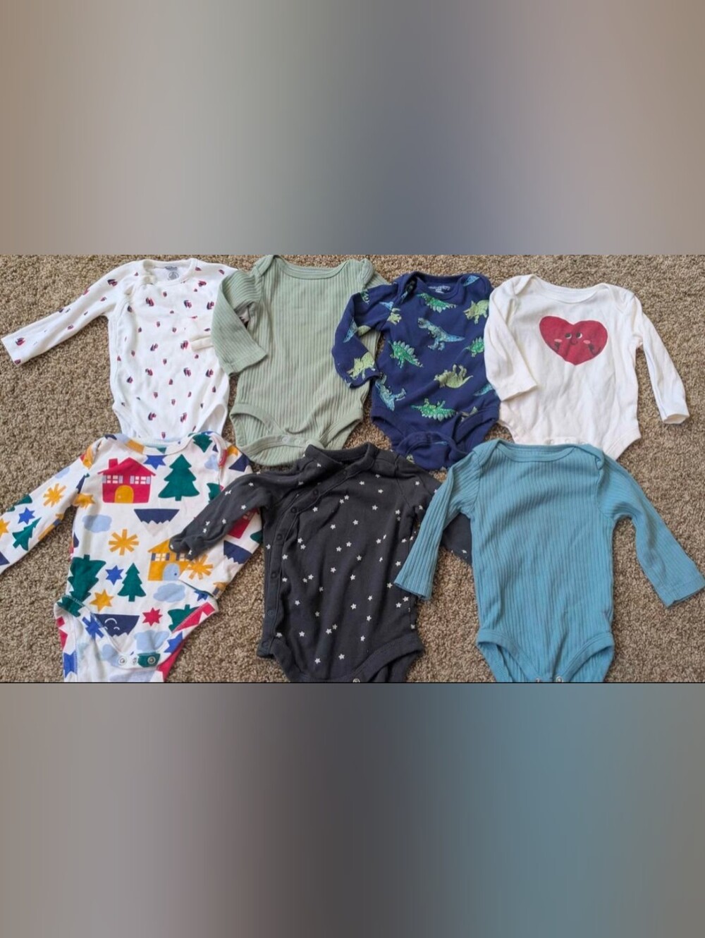 7 Baby Boy 3 To 6 Month Long Sleeve Onesies
